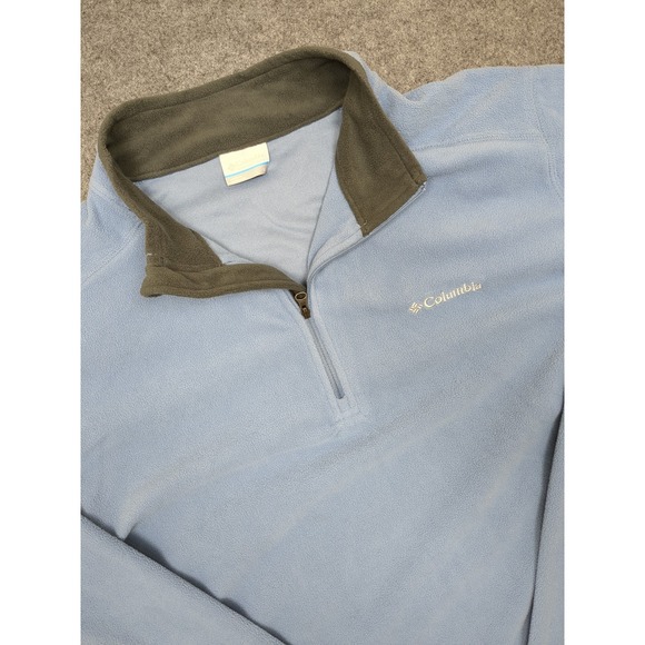 Columbia Women's Fleece Pullover Quarter Zip Powder Blue Olive XL - Picture 1 of 9
